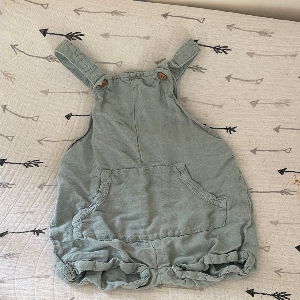 Zara linen Teal Overalls Romper - Casual Everyday Bottoms